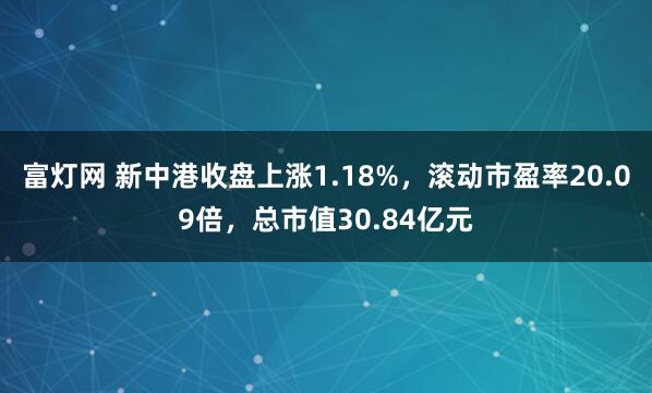富灯网 新中港收盘上涨1.18%，滚动市盈率20.09倍，总市值30.84亿元